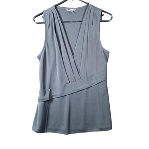 Banana Republic Womens Blouse Black Deep V Neck Wrap Stretch Medium